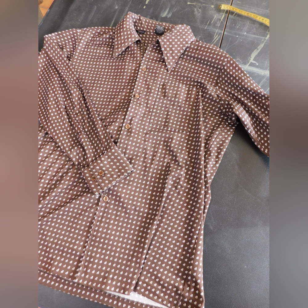 VINTAGE - Brown Patterned Men's Shirt